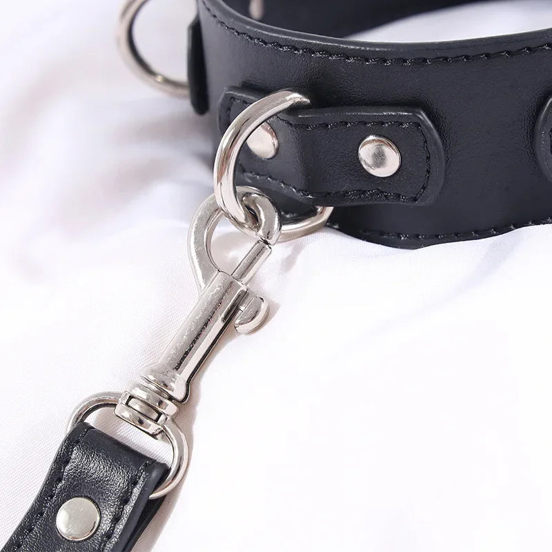 BDSM 性伴侣奴隶训练套装金属肛门钩项链束缚手铐女用情趣用品虐恋配件