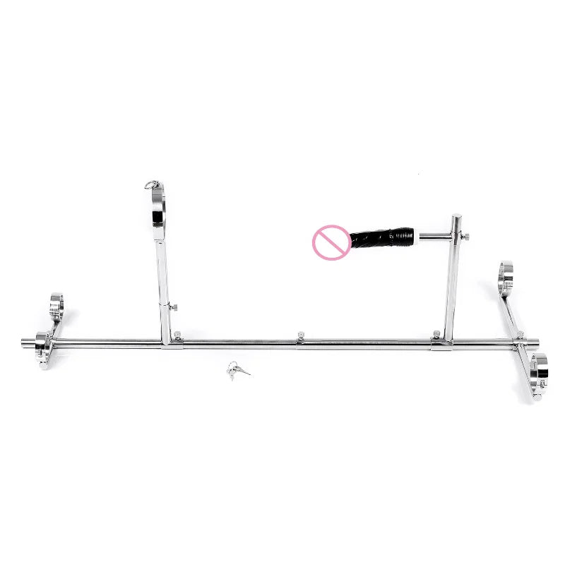 Screw Lock Stainless Steel BDSM Bondage Frame Dildo Dog Slave Handcuffs Ankle Cuffs Neck Collar Sex Furniture with Plug Sex Toys