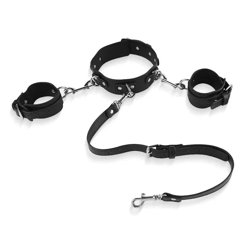 BDSM 性伴侣奴隶训练套装金属肛门钩项链束缚手铐女用情趣用品虐恋配件