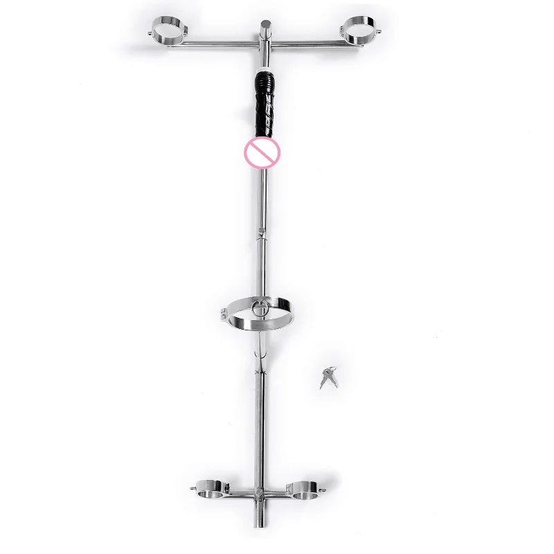 Screw Lock Stainless Steel BDSM Bondage Frame Dildo Dog Slave Handcuffs Ankle Cuffs Neck Collar Sex Furniture with Plug Sex Toys