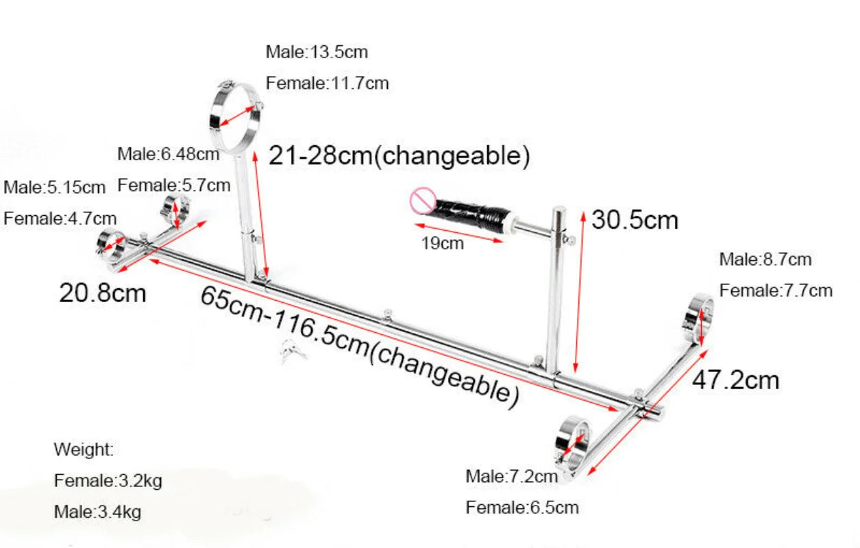 Screw Lock Stainless Steel BDSM Bondage Frame Dildo Dog Slave Handcuffs Ankle Cuffs Neck Collar Sex Furniture with Plug Sex Toys