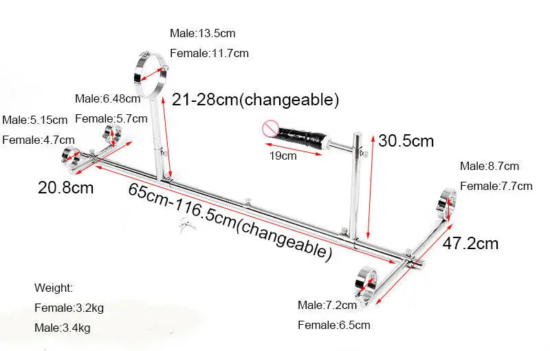 Screw Lock Stainless Steel BDSM Bondage Frame Dildo Dog Slave Handcuffs Ankle Cuffs Neck Collar Sex Furniture with Plug Sex Toys