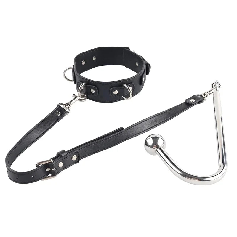 BDSM 性伴侣奴隶训练套装金属肛门钩项链束缚手铐女用情趣用品虐恋配件