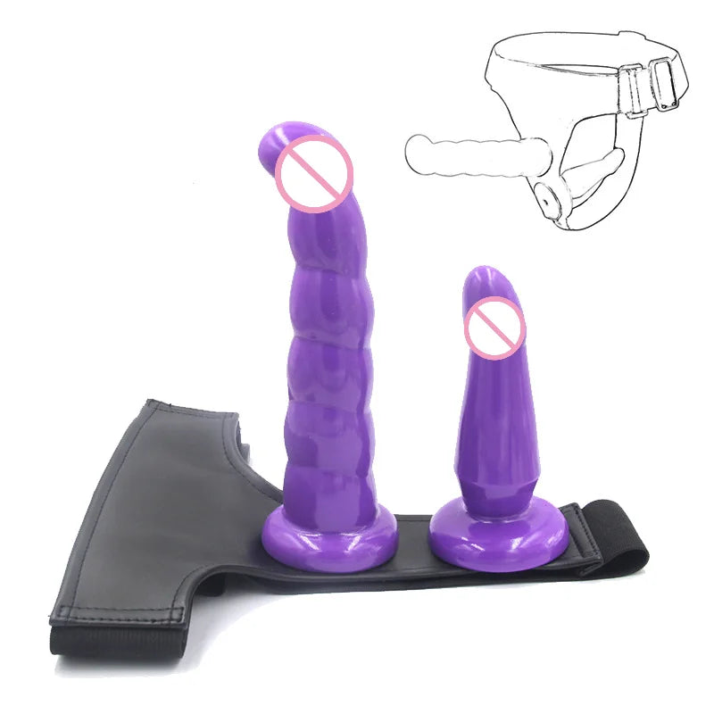 Wearable Lesbian Pants Double Penis Strap on Dildo Dual Ended Vibrate Strapon Ultra Elastic Harness Belt Adult Sex Toy Sexy Shop